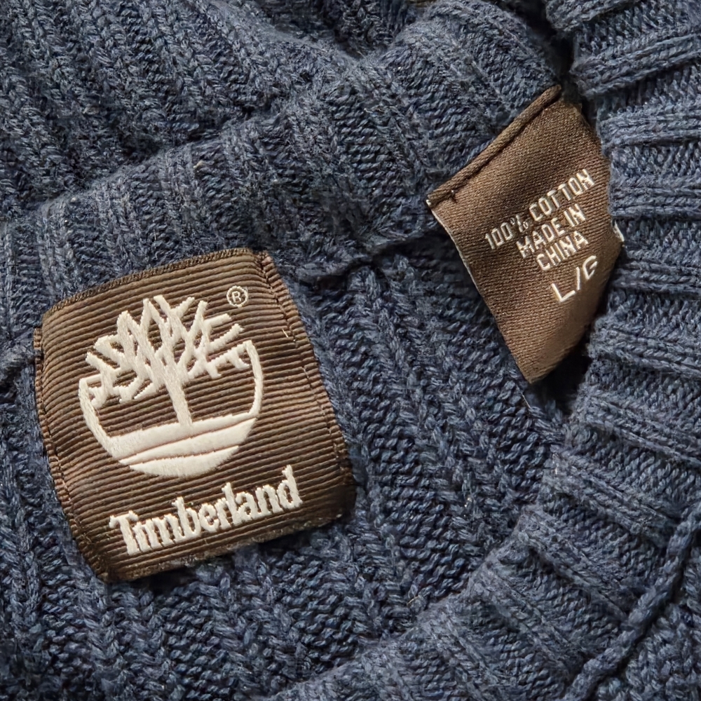 Timberland Men's Navy Ribbed Crewneck Sweater